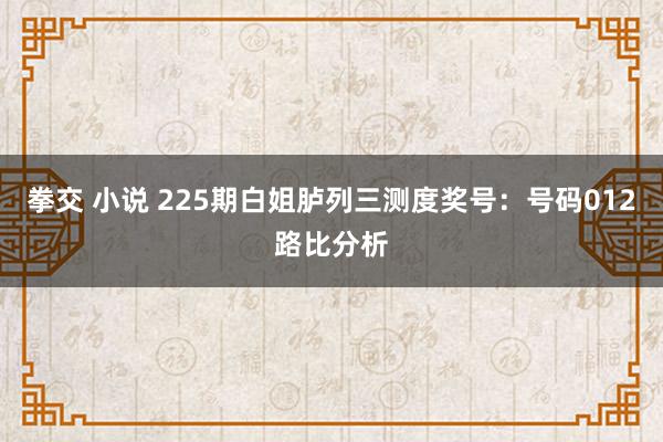 拳交 小说 225期白姐胪列三测度奖号:号码012路比分析