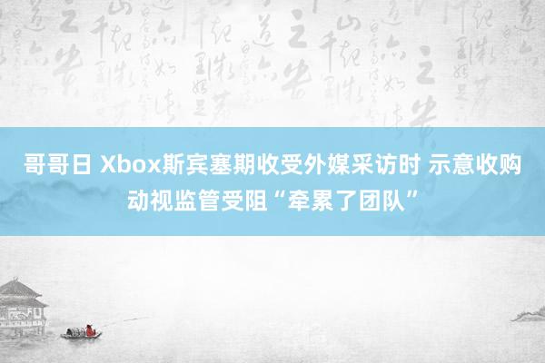 哥哥日 Xbox斯宾塞期收受外媒采访时 示意收购动视监管受阻“牵累了团队”