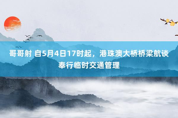 哥哥射 自5月4日17时起,港珠澳大桥桥梁航谈奉行临时交通管理